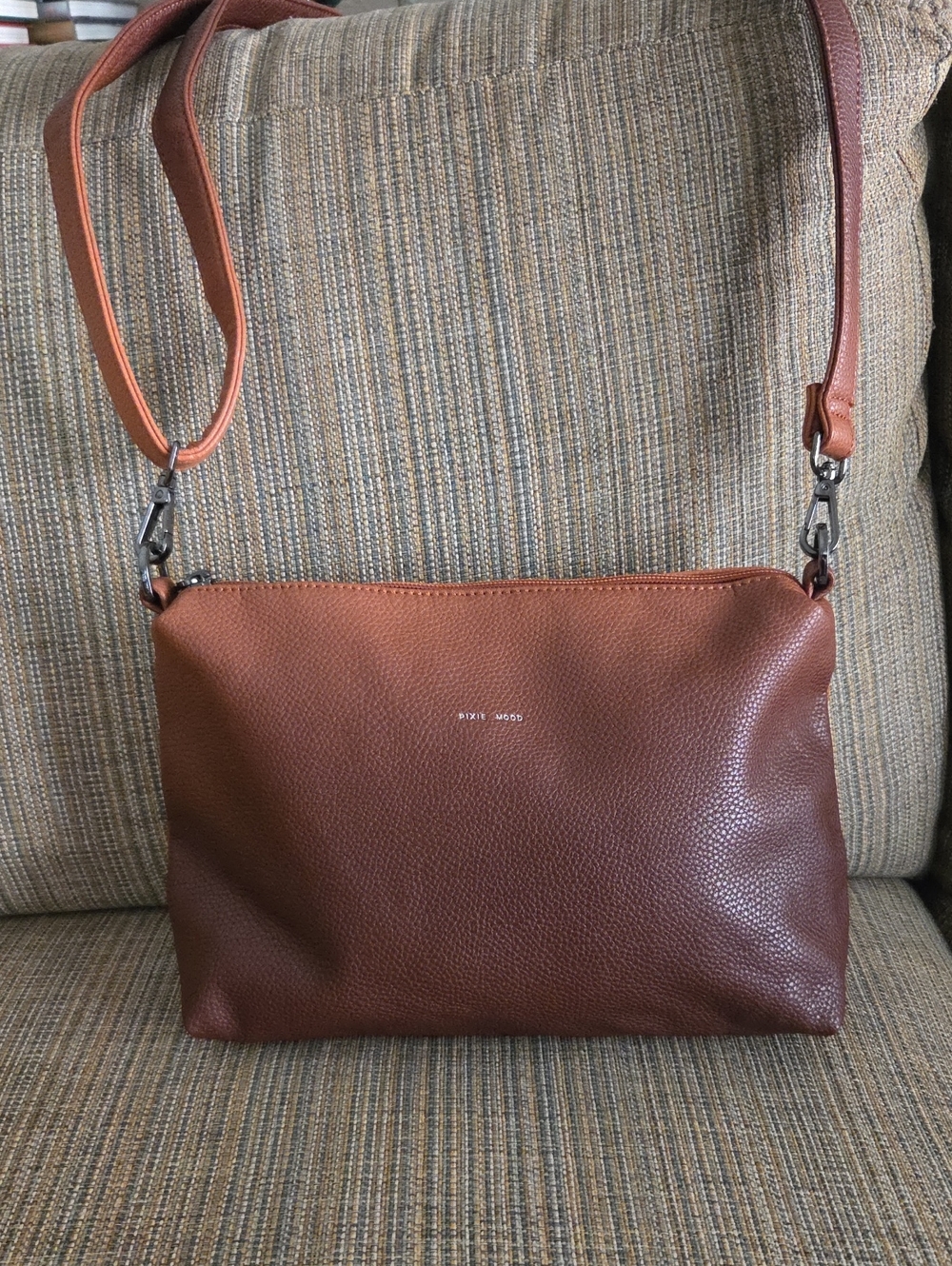 Pixie Mood Brown Vegan Pebbled Leather Crossbody Bag